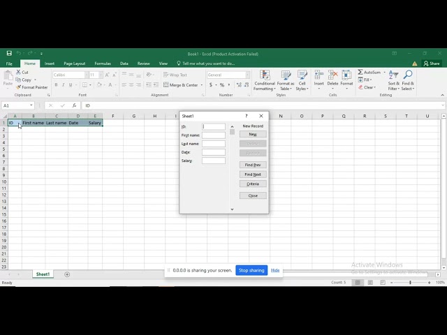 How to create an Automated Data entry form in Excel.