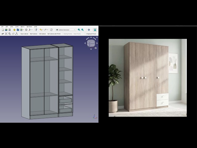 Design a Complete Wardrobe in FreeCAD | From 3D Model to Cut List & BOM
