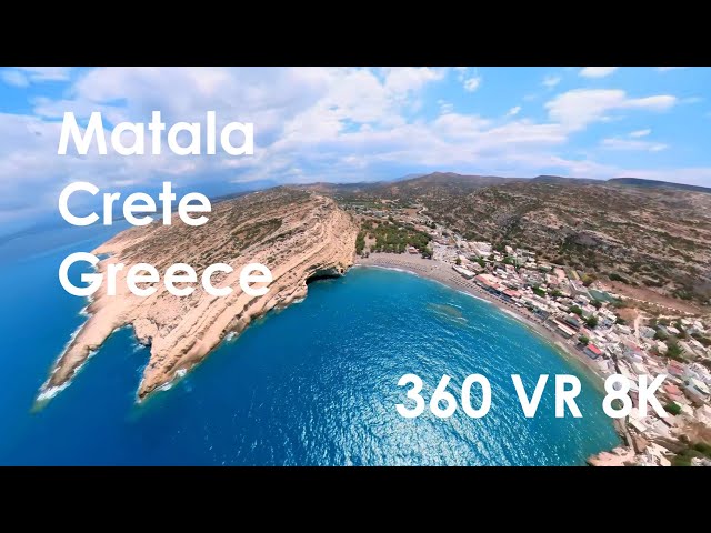 Matala Crete Greece Aerial 360 VR 8K