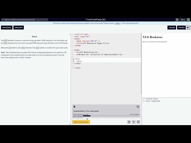 Code with me Freecodecamp Bookstore Lab EPS 1 ED