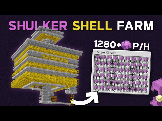 Easy Shulker Shell Farm Minecraft Java 1.21.11 | 1280+ Shells/Hour!