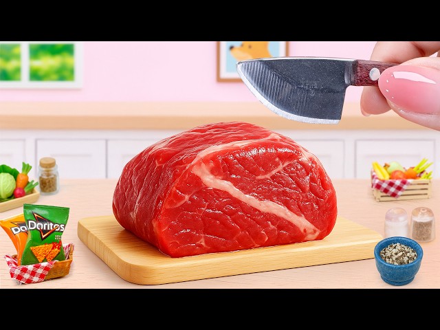 How To Cook Miniature BBQ Beef Steak with Sauce So Delicious by Tony Mini Food