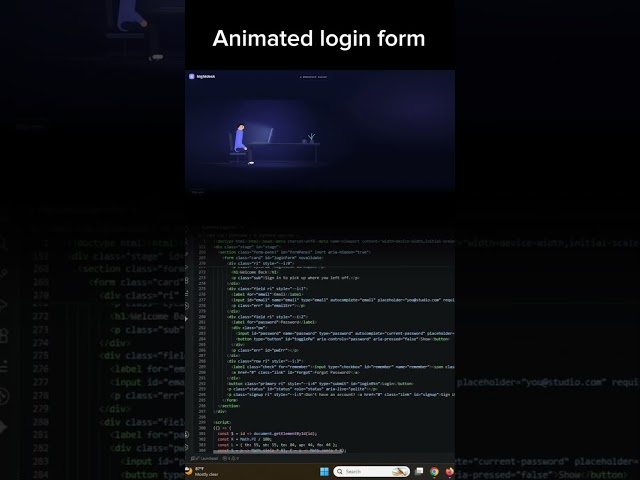 I Built an INSANE Animated Login Page with AI 🤯🔥 | HTML CSS JavaScript #shorts #ai #coding