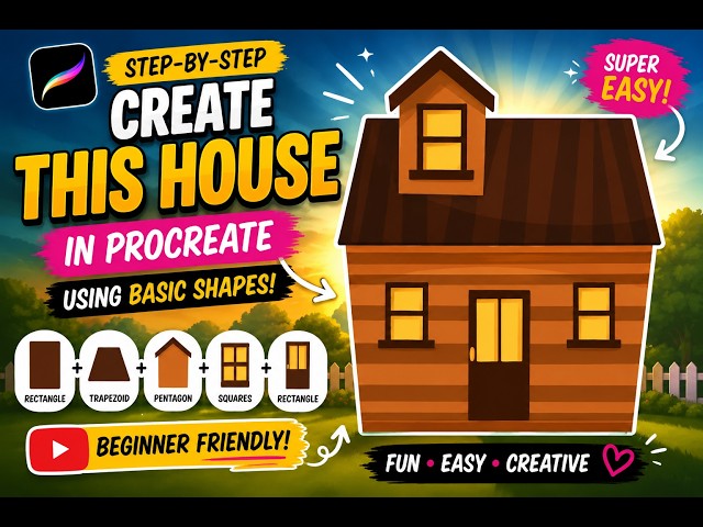How to Draw a Simple House Using Basic Shapes in Procreate | Beginner Tutorial