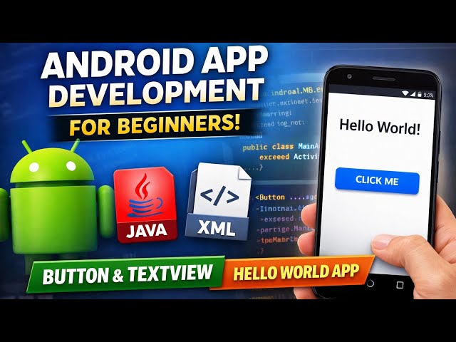 Android App Development for Beginners | Java Activity + XML Button & TextView | Hello World