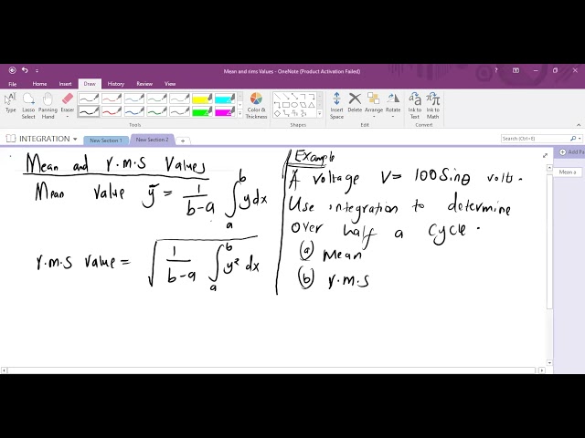 Applications of  Integration Mean and Root Mean Square Values