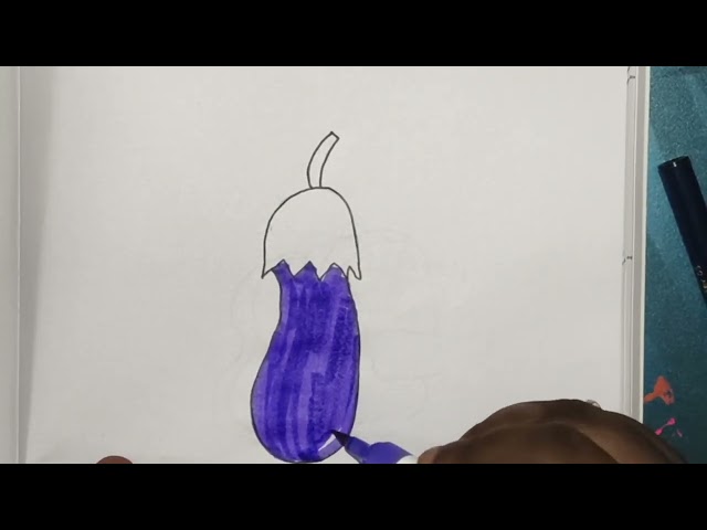 Simple Colour Art Ideas 🎨 | How to Draw a Brinjal 🍆 Step by Step | Easy Drawing Tutorial