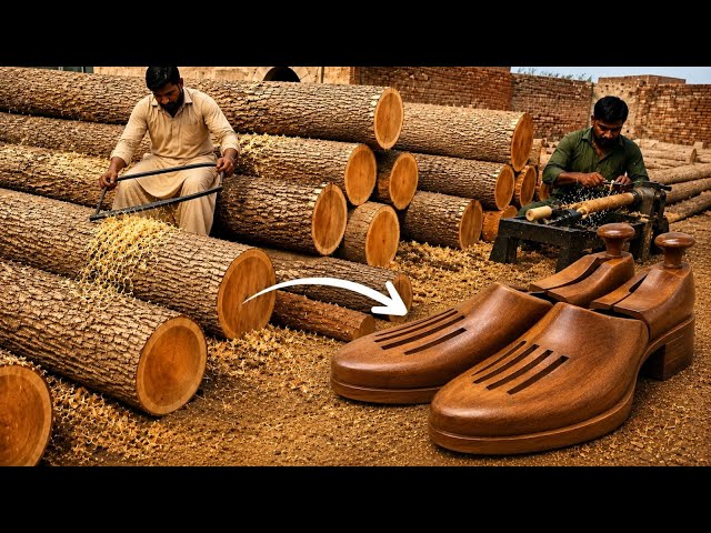 How Wooden Shoes Are Made | Amazing Wooden Shoes Manufacturing Process in Factory
