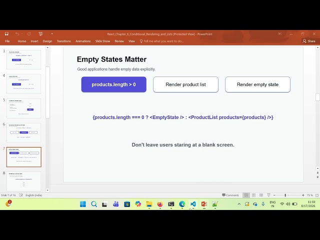 React 19 Tutorial for Beginners | Conditional Rendering & Lists with map() | Chapter 6