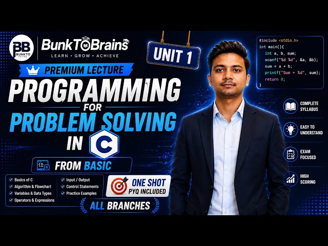 Programming for Problem Solving in C Unit 1 | PPS Unit 1 | One Shot + PYQs | All Branches