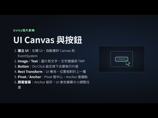 UI Canvas 與按鈕｜Unity短片辭典