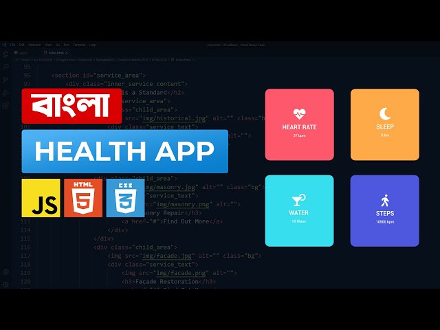 Create a health app with HTML CSS & JavaScript