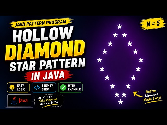 Hollow Diamond Star Pattern in Java | Easy Logic Explained Step by Step | Java Pattern Program