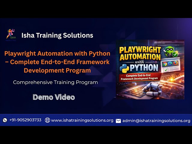 Playwright Automation with Python Demo Video On 20th Jan 2026.Call/WhatsApp on 90529 03733 to Enroll