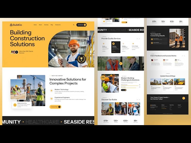 Build a Modern Construction Website Using HTML CSS And JavaScript