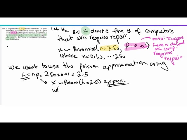 Poisson Approximation to Binomial - Exercise 4.59 | Statistics for Business and Economics by Newbold
