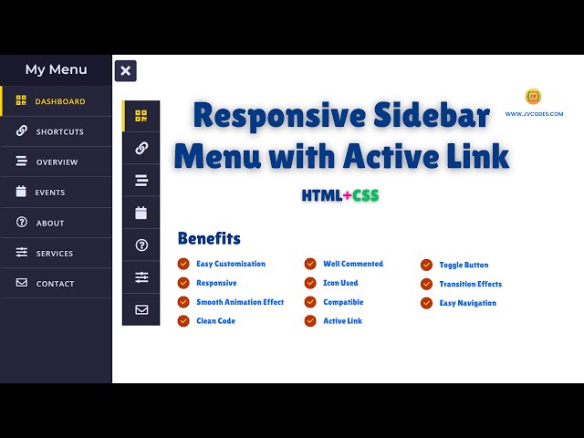 How to Create a Responsive Sidebar Menu with Active Link Effect Using #HTML and #CSS Only?