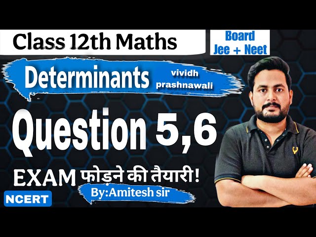 Class 12 Maths | Chapter 4 Determinants | Miscellaneous Q5,6  Solution in Hindi By Amitesh Srivastav