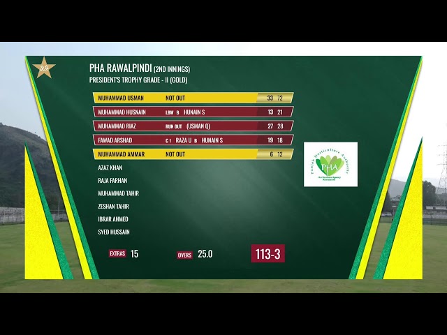 Live | PHA Rawalpindi VS Ahmed Glass | Day 2| President Trophy Grade-II (Gold) 2025-26 | M2Z1U