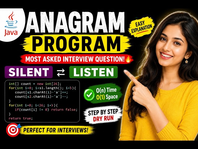 Java Anagram Program | Most Asked Java Interview Question | Easy Explanation