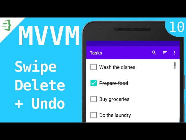 Swipe-to-Delete & Undo - MVVM To-Do List App with Flow and Architecture Components #10
