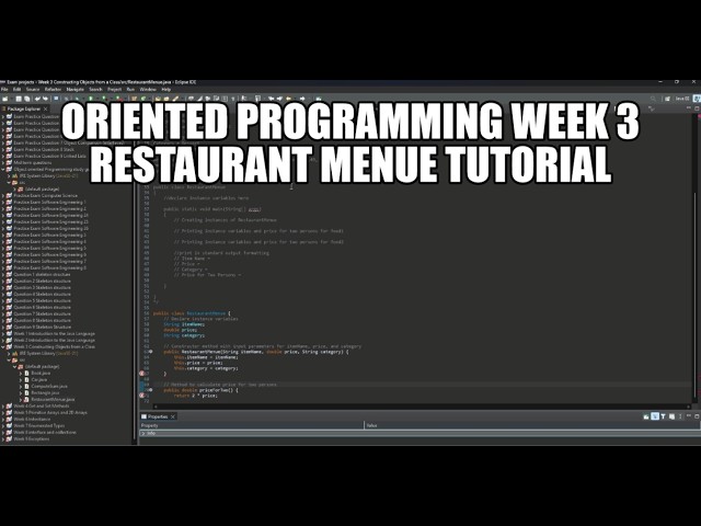 Object oriented programming week 3 Restaurant Menue tutorial