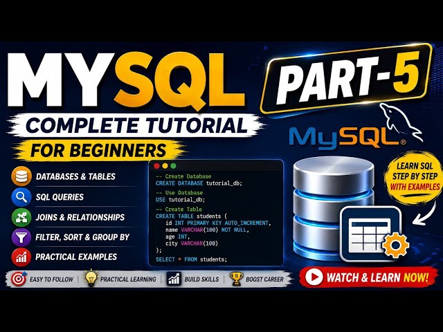 MYSQL (PART -5) Complete tutorial for beginners #mysql#mysqltutorials#database#sqlqueries#database 