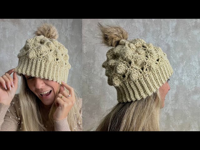 Touca de croche linda e facil em ponto fantasia/ Gorro de crochê/ Crochet beanie tutorial