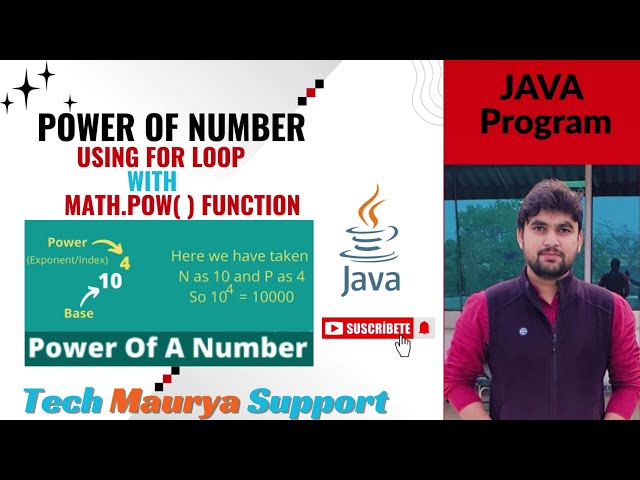 Power of a Number in Java Using For Loop & Math.pow() Function | Java Programs for Beginners