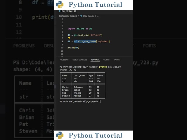 How To Create An Index Column In Polars | Python Tutorial