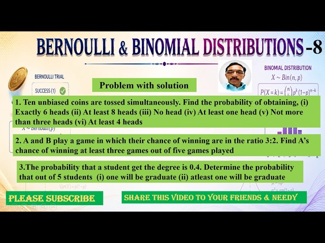 Bernoulli & Binomial Distribution  8 ,   #problemwithsolution ,   please subscribe & share🙏