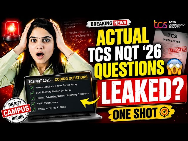 TCS Actual Coding Questions Asked in NQT '26 😱 | Complete One Shot | On/Off Campus Hiring