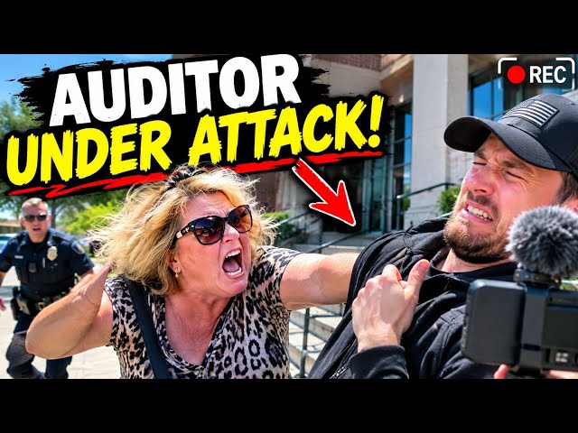 KAREN ATTACKS THE CAMERA CREW!|#karen #audit #firstamendment #youtubevideo #viralvideo #cops#1a #fyp