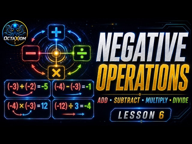 Algebra Lesson 6: Operations with Negative Numbers | Add, Subtract, Multiply & Divide