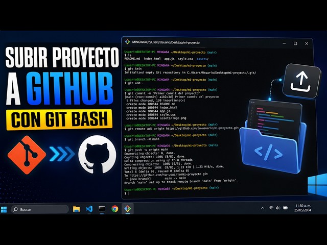 Cómo Subir un Proyecto a GitHub con Git Bash 🚀 Publica tus Repositorios Fácil y Rápido Paso a Paso ✅