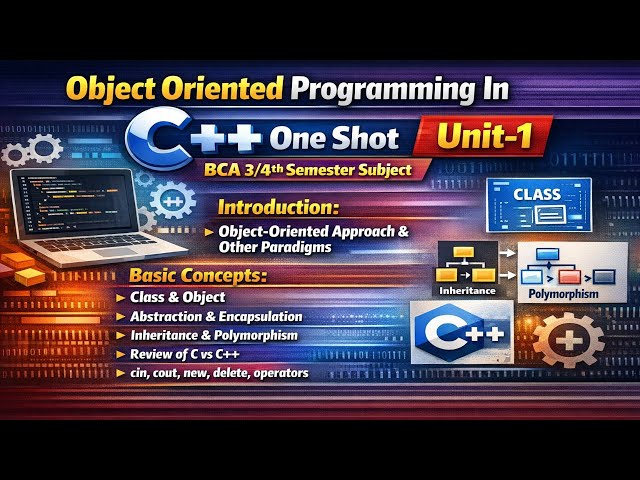 Object Oriented Programming In C++ One Shot || Unit-1 || BCA 3/4th Semester Subject