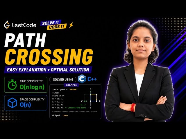 LeetCode 1496 | Path Crossing | O(n log n) Time | O(n) Space | Easy Solution