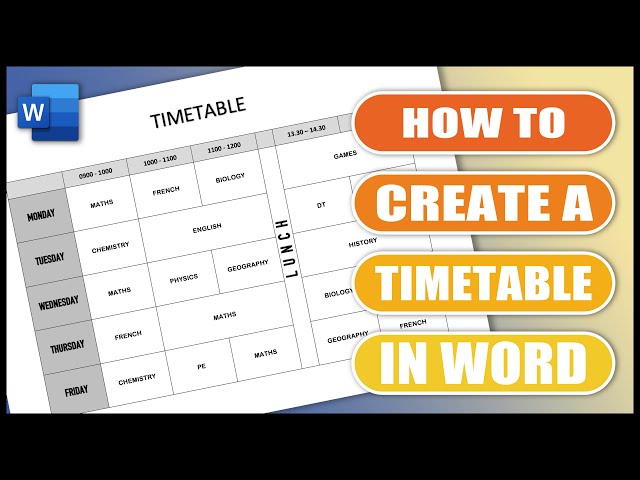 How to Create a Timetable in Word | EASY WORD TUTORIALS