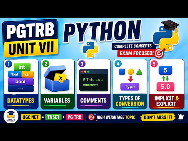 🔥PGTRB Unit VII Python Day 2 | Data Types, Variables, & Comments | Implicit vs Explicit 🚀#pgtrbcs