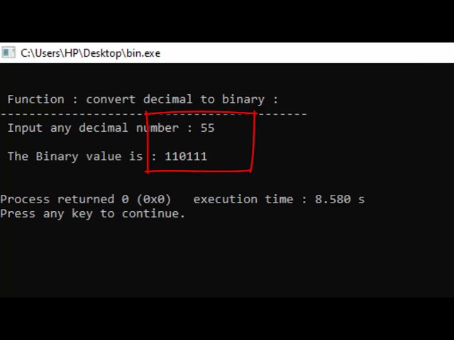 Decimal to binary conversion calculator in C Language@COMPUTEREXCELSOLUTION
