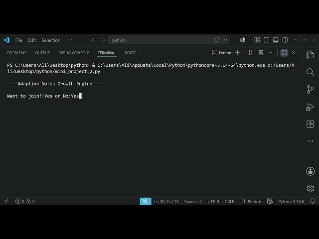Python Project | Adaptive Notes Growth Engine | Beginner Level