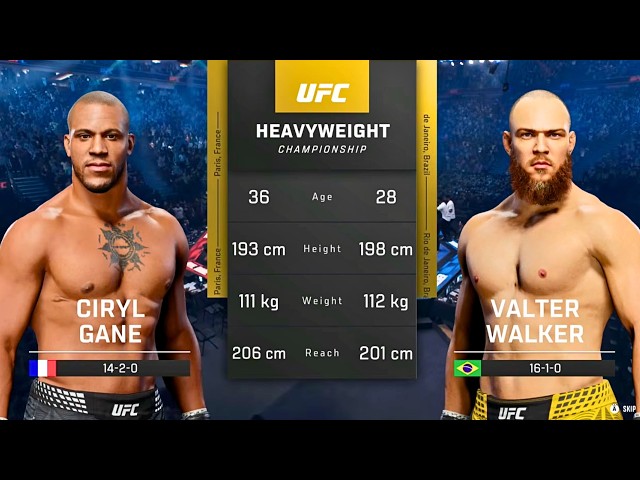 Ciryl Gane vs Valter Walker FULL FIGHT | UFC 6 AI Simulation Gameplay (CPU vs CPU)