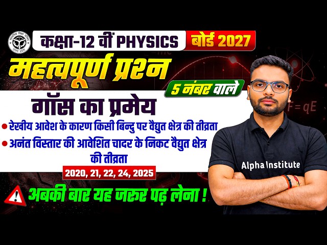 गॉस प्रमेय तथा अनुप्रयोग | Class 12 Physics Chapter 1 Derivations | 5 Marks Imp Questions | UP Board