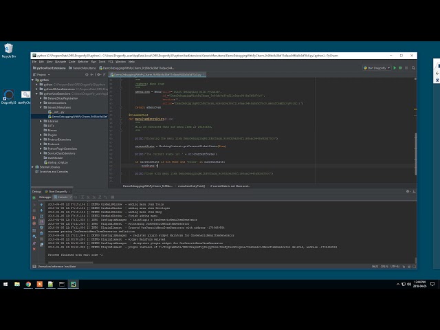 PyCharm debug DF Extensions