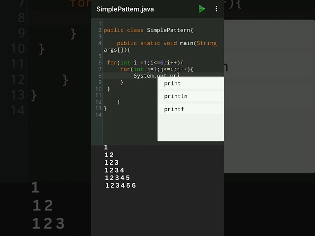 Number Pattern in java #java
