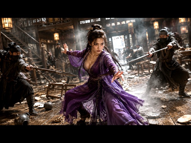 🔥Wuxia Movie! An assassin attacks a beauty, unaware she’s a kung fu master who defeats them all!