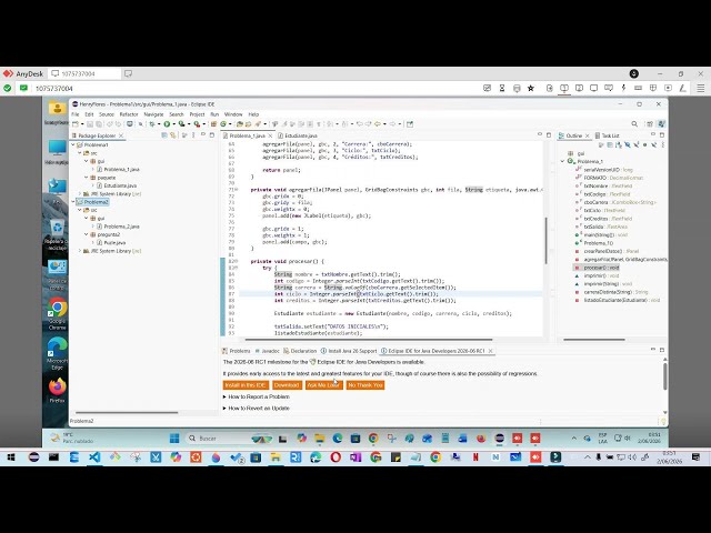 Resolución de problema propuesto con ArrayList en Java  Eclipse Swing
