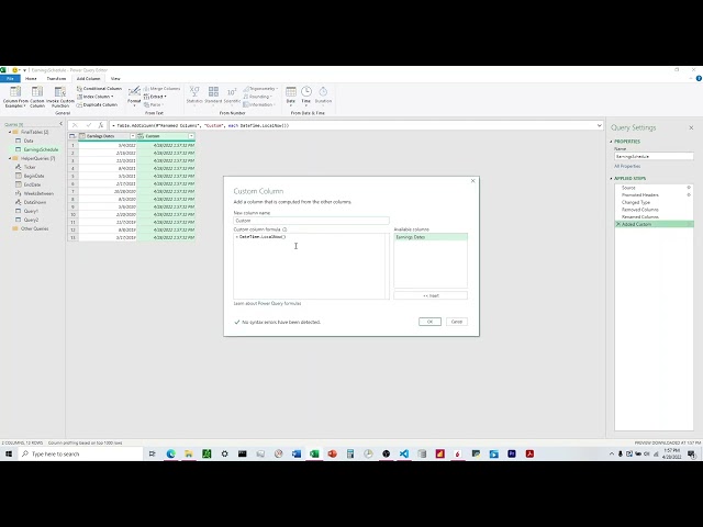 How to Return Current Date and Time in Power Query