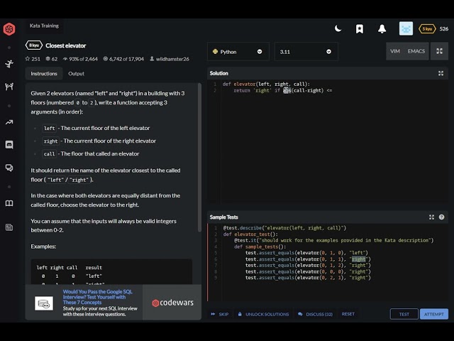 codewars python Closest elevator