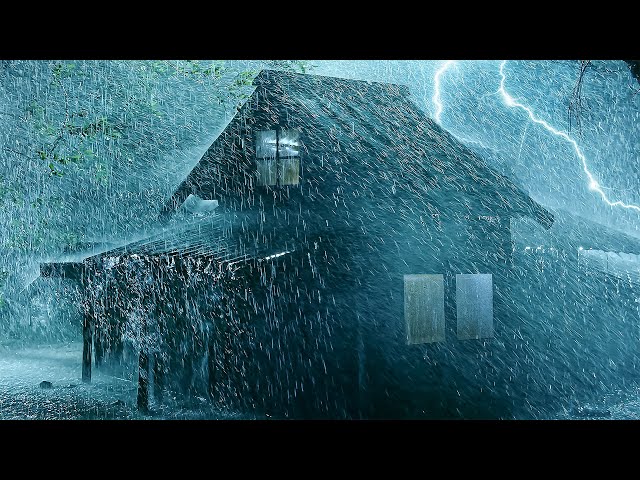 Powerful Thunderstorm Rain for Sleeping, Relaxing⚡Heavy Hurricane Rain, Intense Thunder & Storm Wind